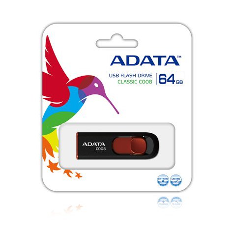 Pamięć USB ADATA C008 64 GB, 2.0 / Czarno-czerwona - 2
